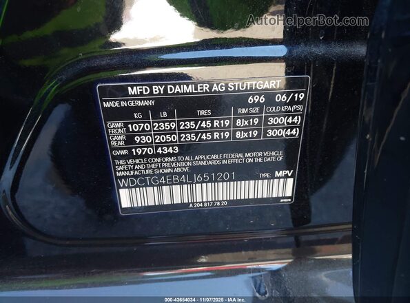 WDCTG4EB4LJ651201 2020 MERCEDES-BENZ GLA 250 Black Engine compartment view