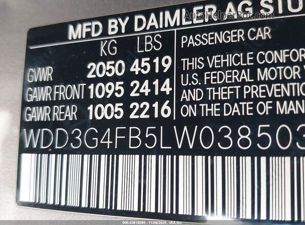 WDD3G4FB5LW038503 2020 MERCEDES-BENZ A 220 Серый Вид подкапотного пространства
