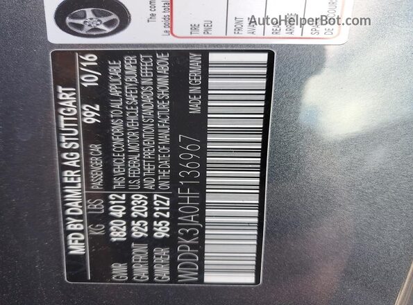 WDDPK3JA0HF136967 2017 MERCEDES-BENZ SLC Gray Vista del compartimento del motor