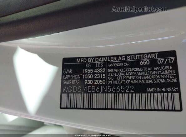 WDDSJ4EB6JN566522 2018 MERCEDES-BENZ CLA 250 Белый Вид подкапотного пространства