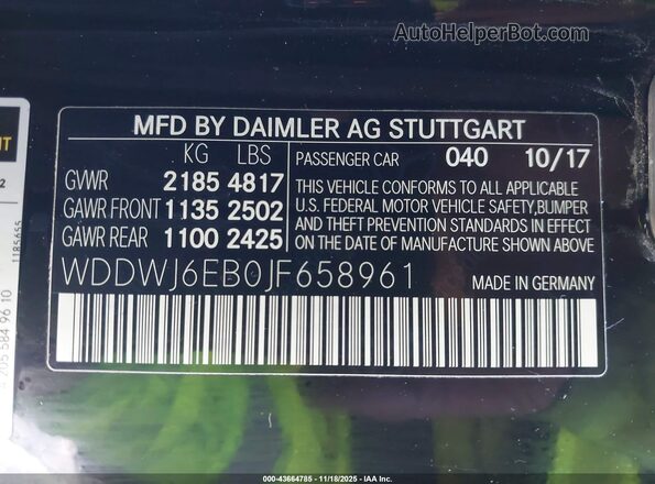 WDDWJ6EB0JF658961 2018 MERCEDES-BENZ AMG C 43 Черный Вид подкапотного пространства