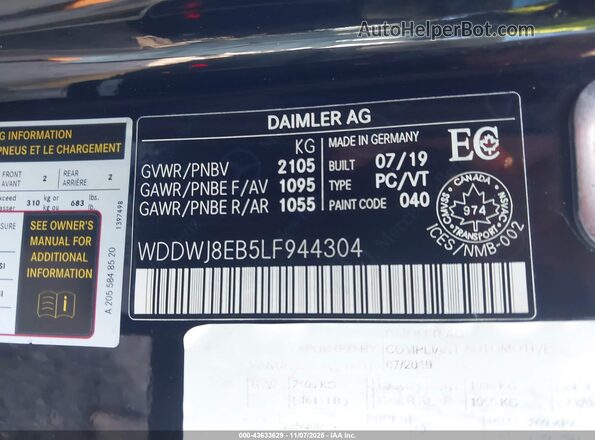 WDDWJ8EB5LF944304 2020 MERCEDES-BENZ C-CLASS Черный Вид подкапотного пространства