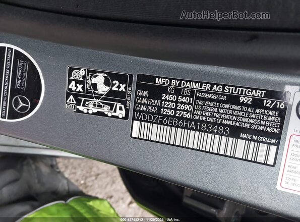 WDDZF6EB6HA183483 2017 MERCEDES-BENZ AMG E 43 Gray Widok komory silnika