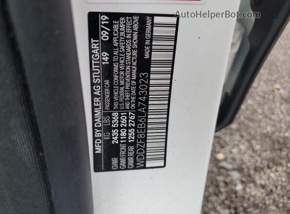 WDDZF8EB6LA743023 2020 MERCEDES-BENZ E White Engine compartment view