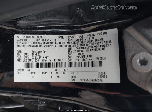WF0DP3TH7G4116327 2016 FORD FOCUS RS Black Engine compartment view