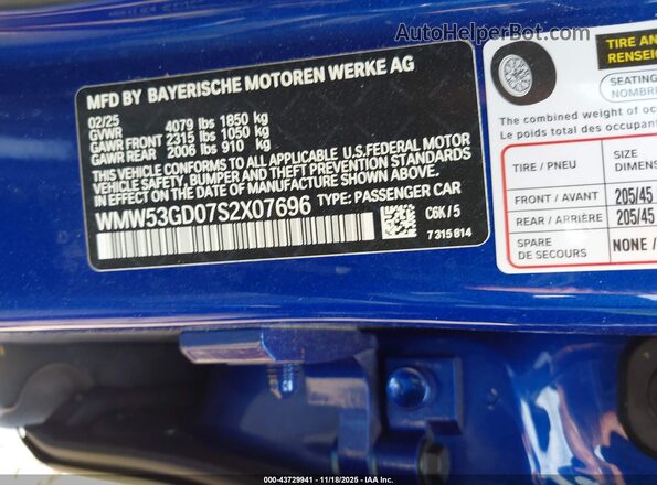WMW53GD07S2X07696 2025 MINI HARDTOP Blue Widok komory silnika