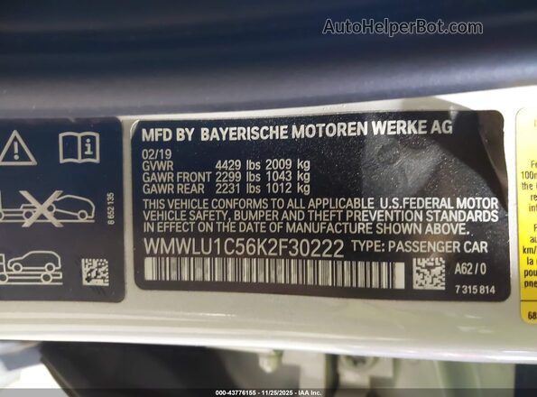 WMWLU1C56K2F30222 2019 MINI CLUBMAN Gray Vista del compartimento del motor