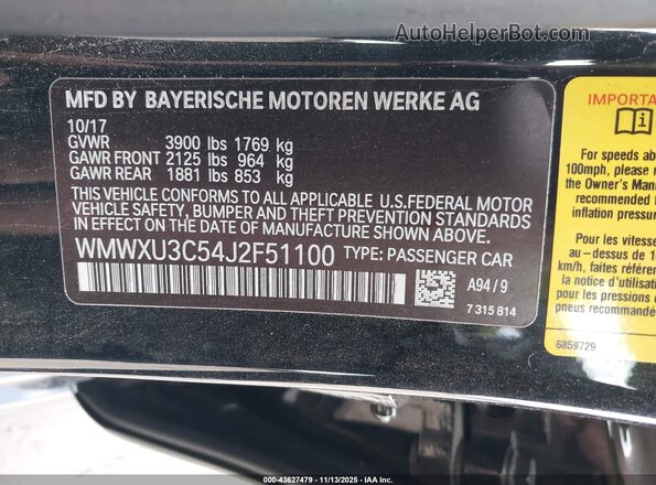 WMWXU3C54J2F51100 2018 MINI HARDTOP Black Widok komory silnika