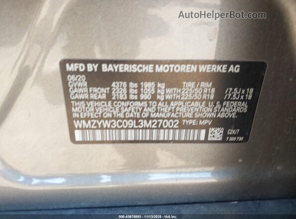 WMZYW3C09L3M27002 2020 MINI COUNTRYMAN Серый Вид подкапотного пространства