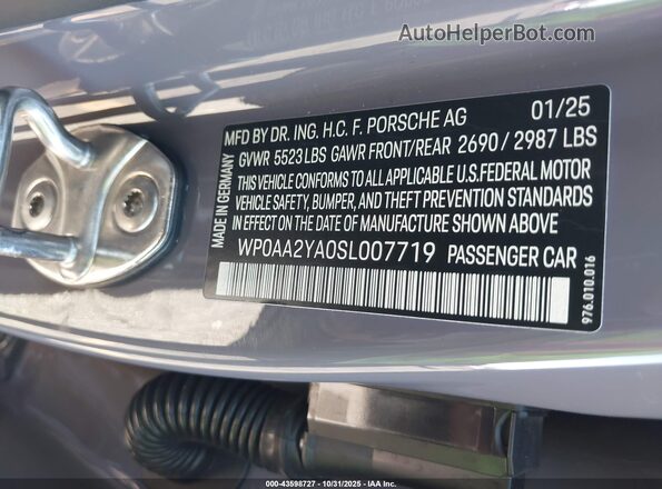 WP0AA2YA0SL007719 2025 PORSCHE PANAMERA Purple Widok komory silnika