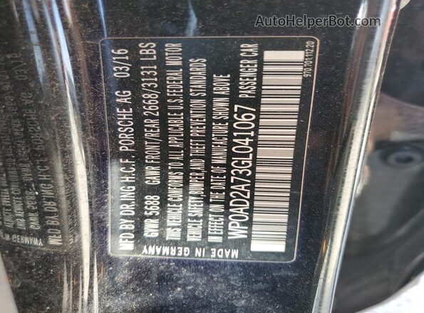 WP0AD2A73GL041067 2016 PORSCHE PANAMERA Черный Вид подкапотного пространства