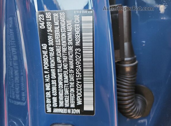 WP0CD2Y15PSA90273 2023 PORSCHE TAYCAN Синий Вид подкапотного пространства