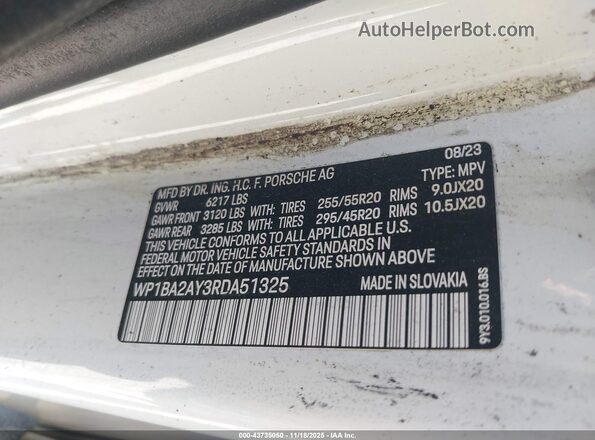 WP1BA2AY3RDA51325 2024 PORSCHE CAYENNE Белый Вид подкапотного пространства