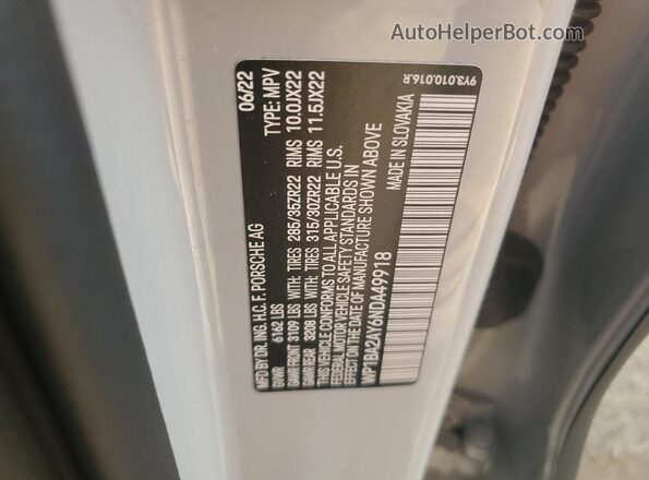 WP1BA2AY6NDA49918 2022 PORSCHE CAYENNE White Շարժիչի բաժամունքի տեսք