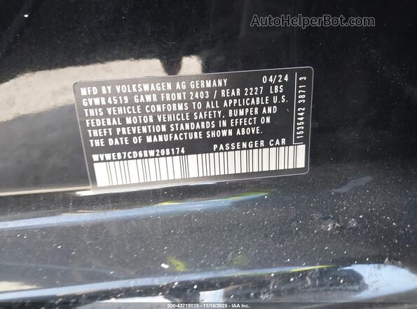 WVWEB7CD6RW208174 2024 VOLKSWAGEN GOLF Черный Вид подкапотного пространства