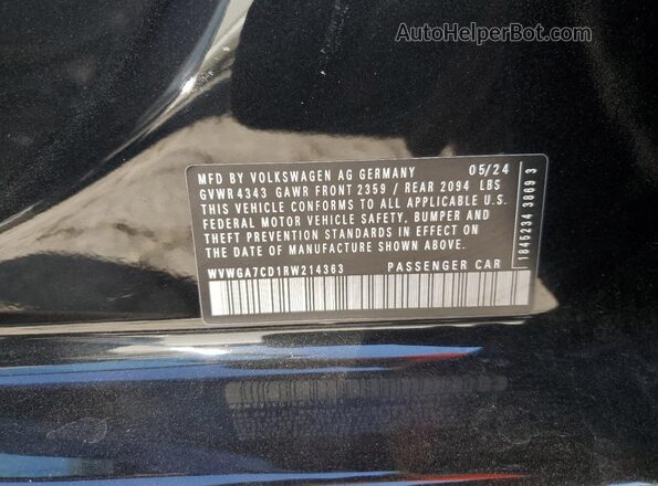 WVWGA7CD1RW214363 2024 VOLKSWAGEN GTI Черный Вид наклейки с VIN-кодом