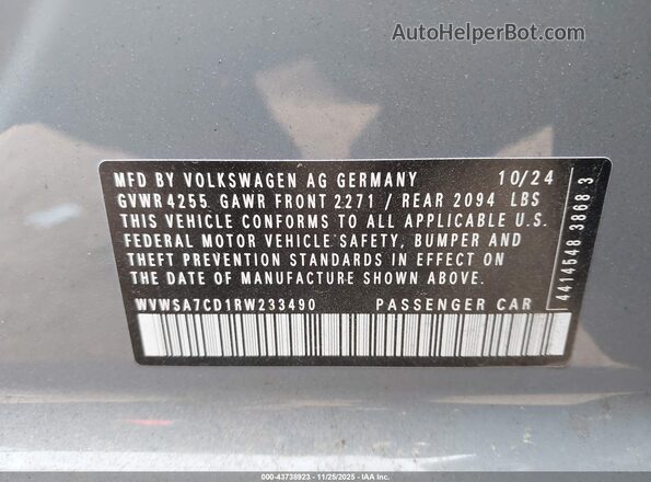 WVWSA7CD1RW233490 2024 VOLKSWAGEN GOLF Gray Вид підкапотного простору