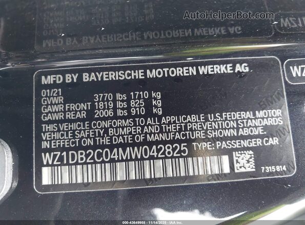 WZ1DB2C04MW042825 2021 TOYOTA GR SUPRA Черный Вид подкапотного пространства