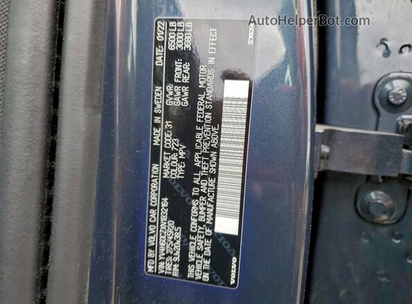 YV4H60CZXN1832164 2022 VOLVO XC90 Синий Панорамный вид салона 360°