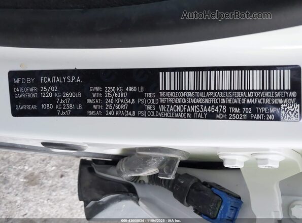 ZACNDFAN1S3A46478 2025 DODGE OTHER Белый Вид подкапотного пространства