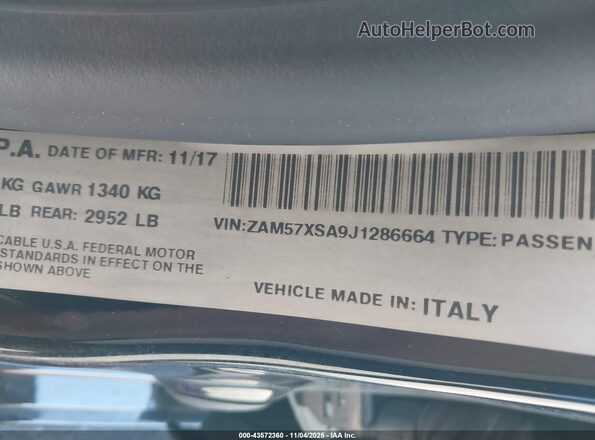 ZAM57XSA9J1286664 2018 MASERATI GHIBLI Черный Вид подкапотного пространства