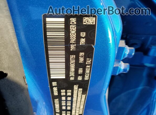 ZARFAMAN6K7607755 2019 ALFA ROMEO GIULIA Синий Вид наклейки с VIN-кодом