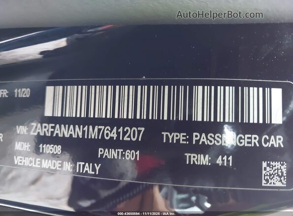 ZARFANAN1M7641207 2021 ALFA ROMEO GIULIA Черный Вид подкапотного пространства