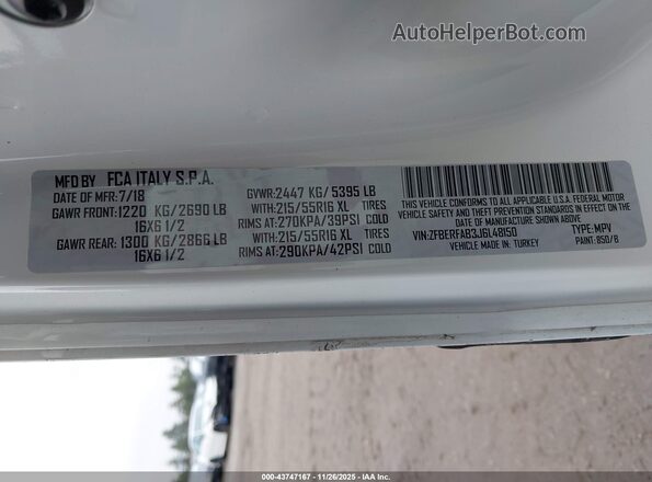 ZFBERFAB3J6L48150 2018 RAM PROMASTER CITY Белый Вид подкапотного пространства