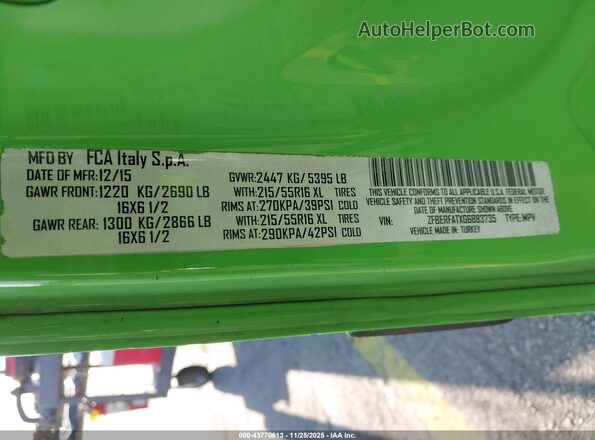 ZFBERFATXG6B83735 2016 RAM PROMASTER CITY Зеленый Вид подкапотного пространства