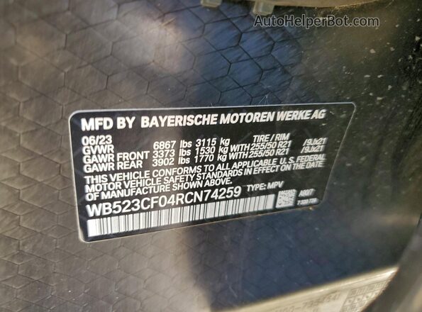 WB523CF04RCN74259 2024 BMW IX Gray Vista interior de 360 grados