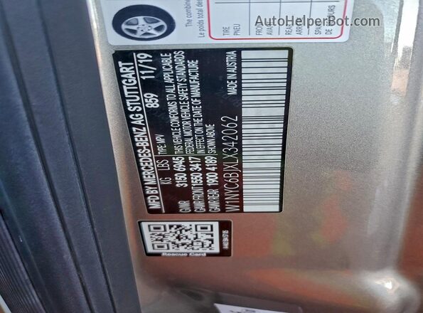 W1NYC6BJXLX342062 2020 MERCEDES-BENZ G-CLASS Серебряный Вид наклейки с VIN-кодом