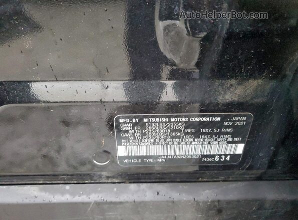 JA4J4TA82NZ053021 2022 MITSUBISHI OUTLANDER Черный Панорамный вид салона 360°