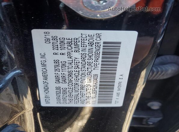 19UUB3F62KA004039 2019 ACURA TLX Черный Вид подкапотного пространства