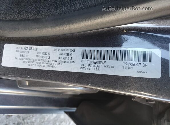 1C3CCCAB8HN510623 2017 CHRYSLER 200 Угольный Вид подкапотного пространства