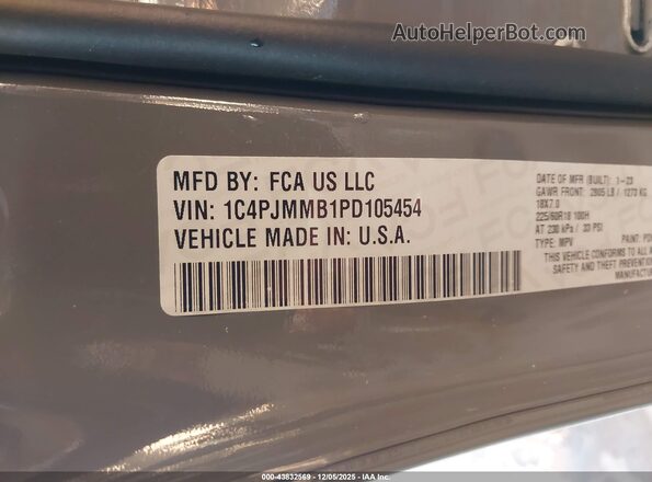 1C4PJMMB1PD105454 2023 JEEP CHEROKEE Gray Вид підкапотного простору