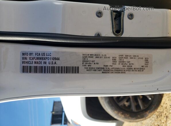 1C4PJMMBXPD110944 2023 JEEP CHEROKEE Белый Вид наклейки с VIN-кодом