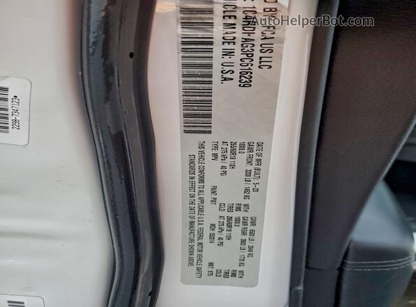 1C4RDHAG3PC616239 2023 DODGE DURANGO Белый Вид наклейки с VIN-кодом