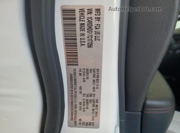 1C4RDHDG1TC177256 2026 DODGE DURANGO Белый Вид наклейки с VIN-кодом
