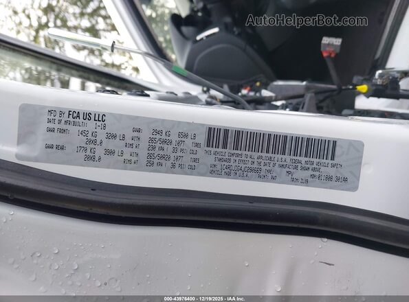1C4RDJDG4JC290669 2018 DODGE DURANGO Белый Вид подкапотного пространства