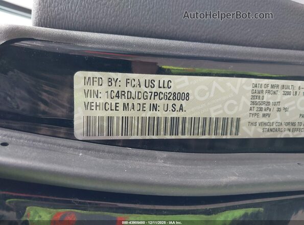 1C4RDJDG7PC628008 2023 DODGE DURANGO Черный Вид подкапотного пространства