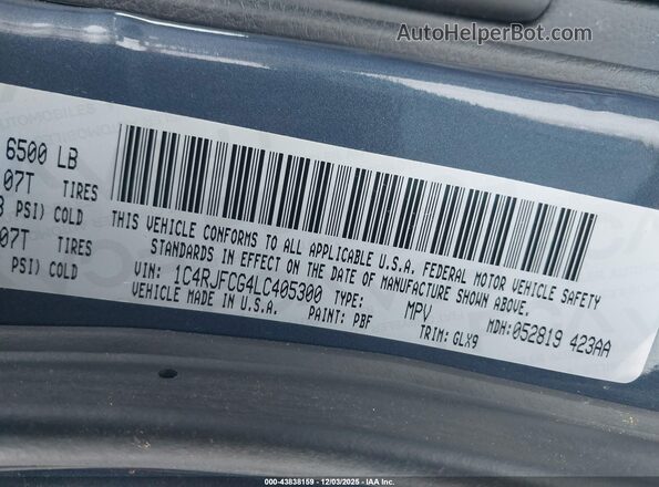 1C4RJFCG4LC405300 2020 JEEP GRAND CHEROKEE Синий Вид подкапотного пространства