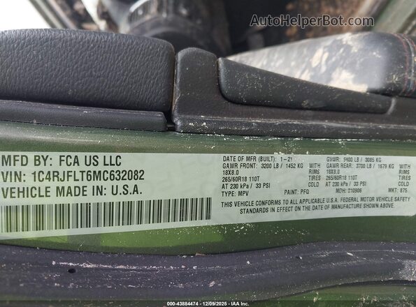 1C4RJFLT6MC632082 2021 JEEP GRAND CHEROKEE Зеленый Вид подкапотного пространства