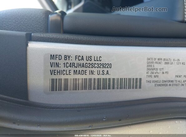 1C4RJHAG2SC329220 2025 JEEP GRAND CHEROKEE Серебряный Вид подкапотного пространства
