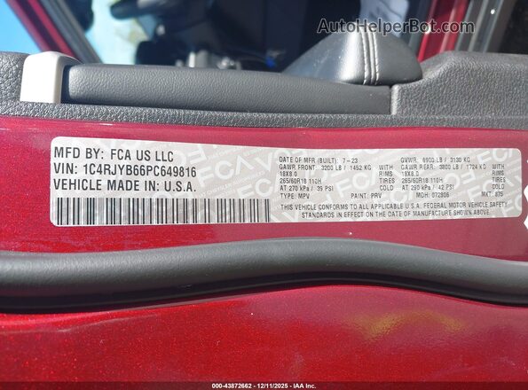 1C4RJYB66PC649816 2023 JEEP GRAND CHEROKEE 4XE Red Widok komory silnika