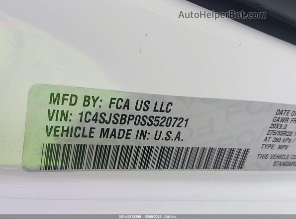 1C4SJSBP0SS520721 2025 JEEP WAGONEER L White Widok komory silnika