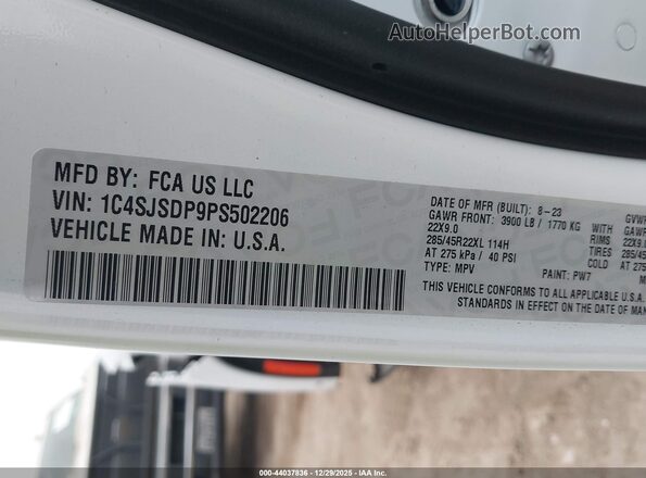 1C4SJSDP9PS502206 2023 JEEP WAGONEER L Белый Вид подкапотного пространства