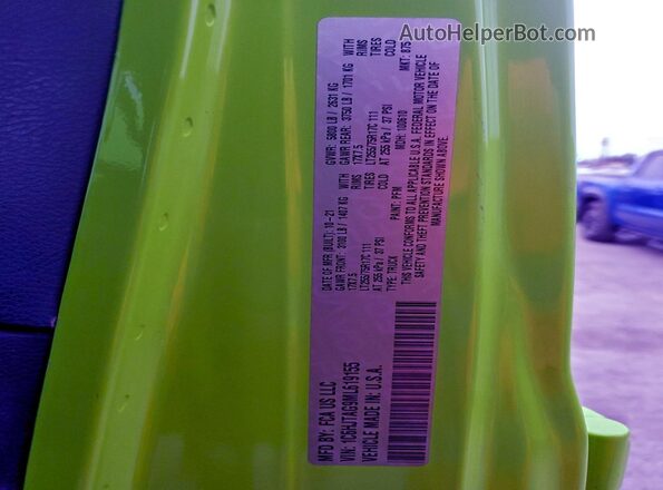 1C6HJTAG9ML619155 2021 JEEP GLADIATOR Зеленый Вид наклейки с VIN-кодом