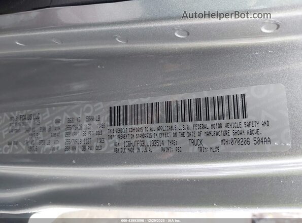 1C6HJTFG3LL133514 2020 JEEP GLADIATOR Silver Вид підкапотного простору