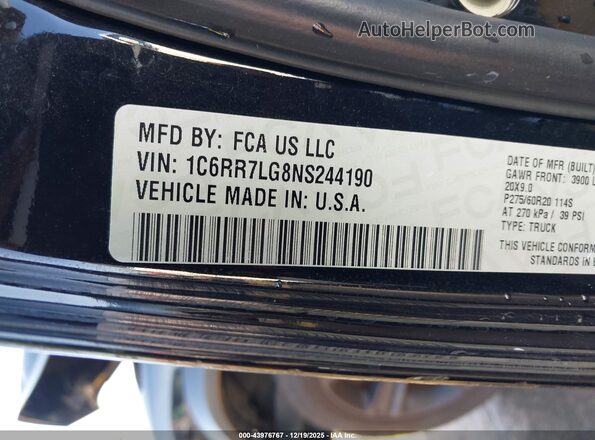 1C6RR7LG8NS244190 2022 RAM 1500 CLASSIC Черный Вид подкапотного пространства