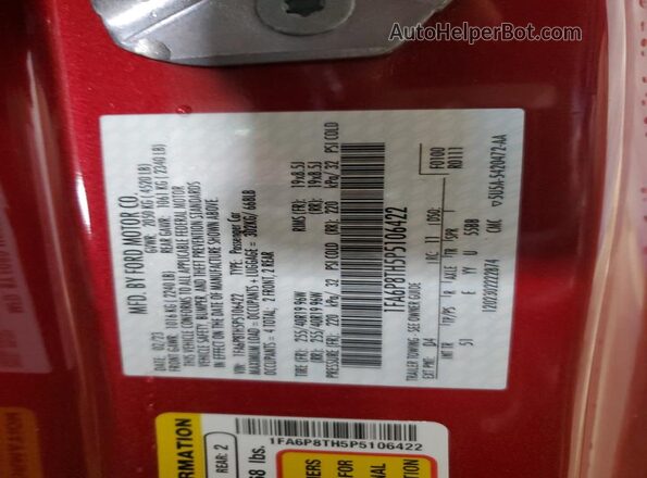 1FA6P8TH5P5106422 2023 FORD MUSTANG Темно-бордовый Вид подкапотного пространства
